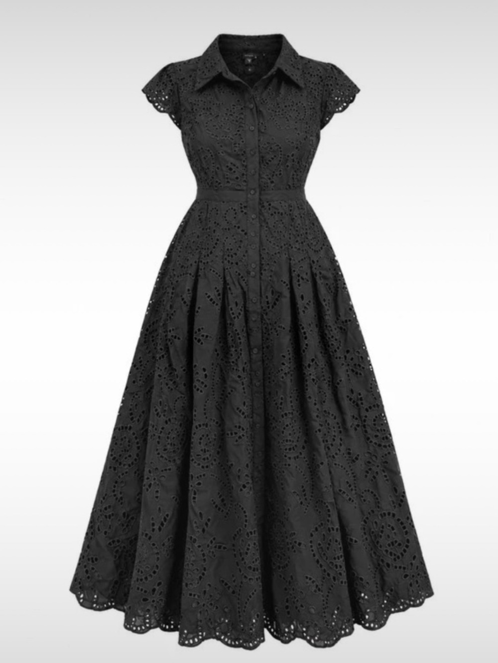 NWT White House Black Market black eyelet midi shirtdress Size 0P